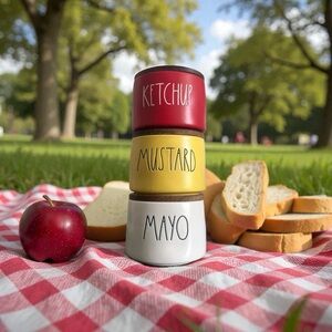 NEW RAE DUNN Stackable Ceramic Condiments Container Jar with Lids